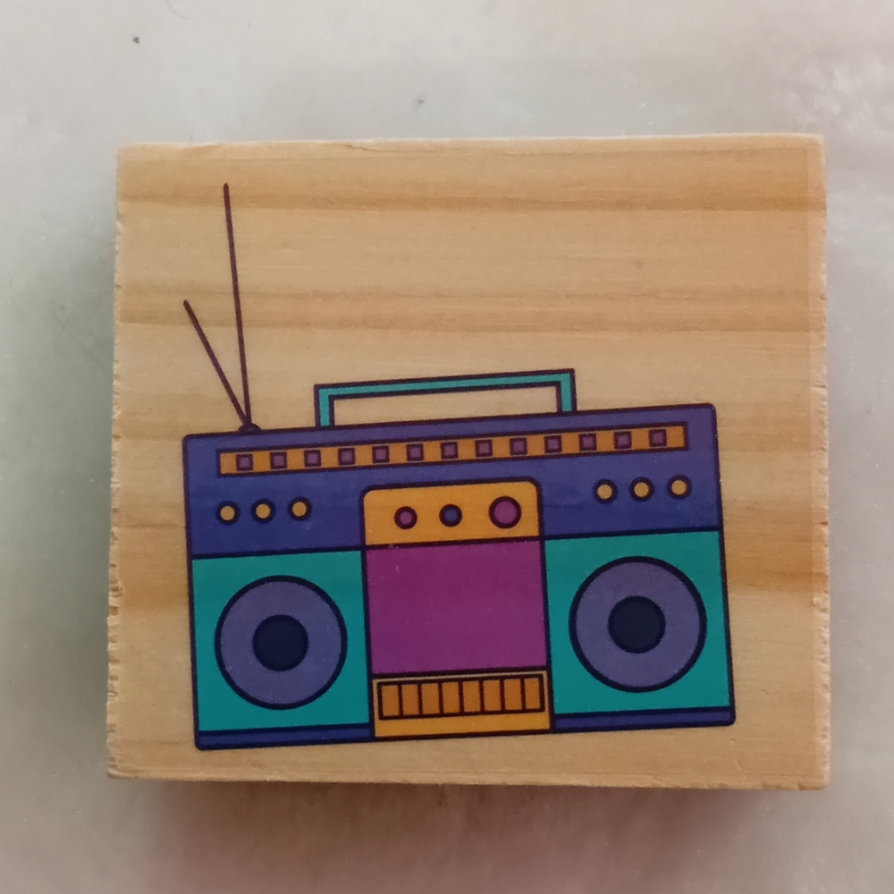 Colorful Boombox Wooden Block stamper